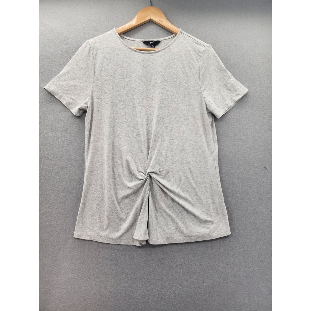 Gnw Gray Twist Front Knot T-Shirt XL Short Sleeve Heathered‎ Soft Stretch Top